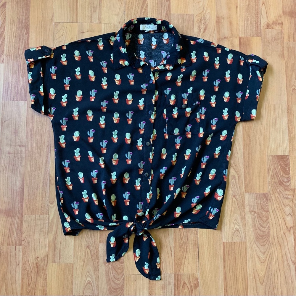Cactus Tie-Front & Button Up Top
